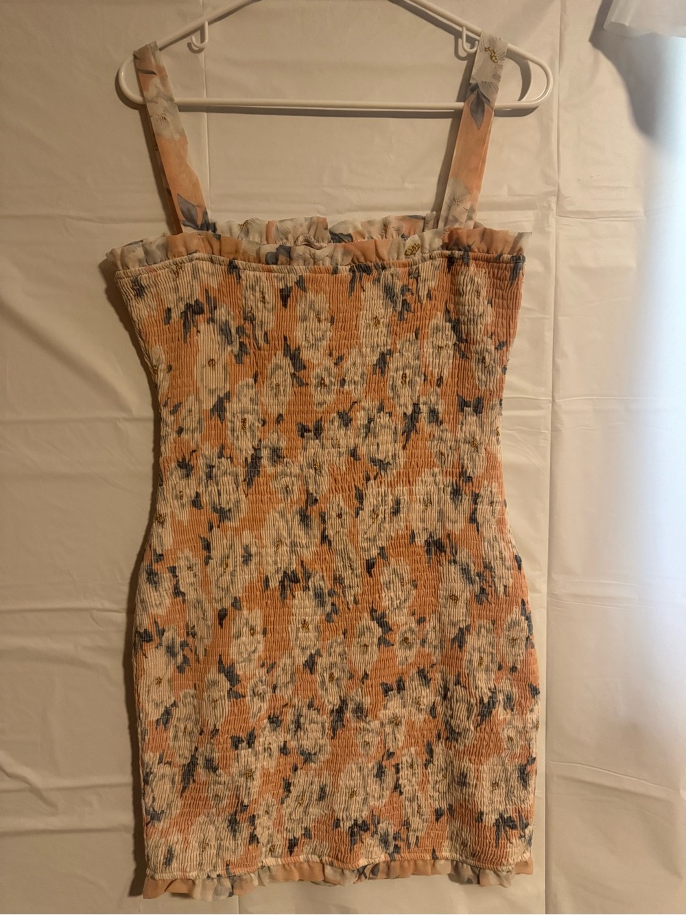 Peach Floral Smocked Sundress